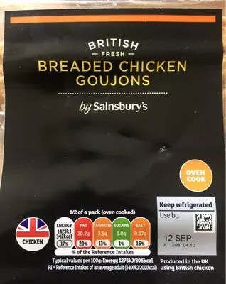 Breaded chicken goujons By Sainsbury's , code 2100040020834