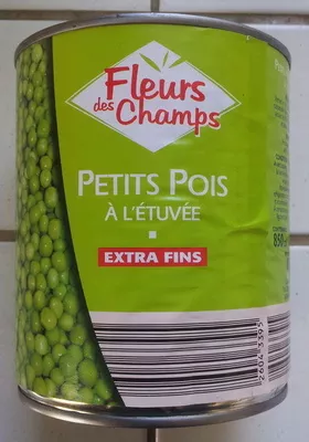 Petits Pois à l'étuvé extra fins Fleurs des Champs, Conserves France 560 g poids net égoutté, code 26043395