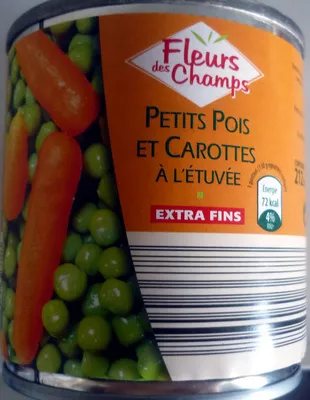 Petits pois & carottes Fleurs des Champs, Aldi 200 g (130 g net égoutté), 212 ml, code 26043678