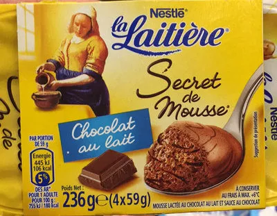 Secret de Mousse Chocolat au Lait (4 Pots) La Laitière, Nestlé, Secret de Mousse 236 g (4 x 59 g), code 3023290630976