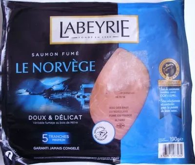 Saumon fumé Le Norvège - Doux & Délicat Labeyrie 190 g (5 tranches minimum), code 3033610073284