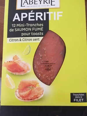 12 mini tranche de saumon fumé Citron & Citron vert Labeyrie 80 g, code 3033610073871