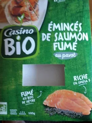 Emincés de saumon fumé BIO au pavot Casino Bio,  Casino 100 g, code 3222476990068
