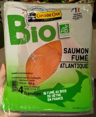 Saumon Atlantique fumé bio Intermarché 120 g, code 3250391402748