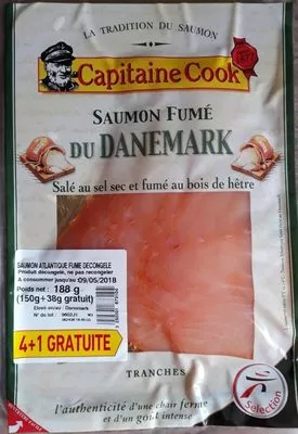 Saumon fumé du Danemark Capitaine Cook 188 g (150g+38g gratuit), code 3250391873104