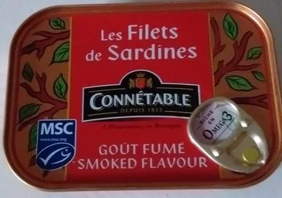 Connetable, Sardine Fillets In Sunflower Oil, Smoked Connétable 100 g, code 3263670015379
