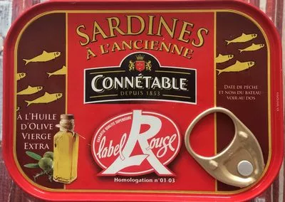 Sardines à l'Ancienne Label rouge Connétable 115 g (égoutté : 87 g), code 3263670166316