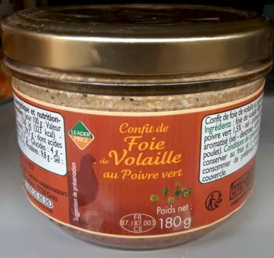 Confit de Foie de Volaille au Poivre Vert Leader Price 180 g, code 3263851827111