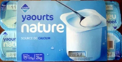 Yaourts nature (16 Pots) Leader Price, DLP (Distribution Leader Price), Groupe Casino 2 kg [4 x (4 x 125 g)], code 3263859600211