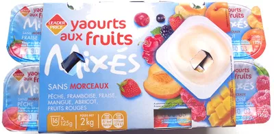Yaourts aux fruits Mixés - Sans Morceaux Leader Price, Groupe Casino 2 kg (16 x 125 g), code 3263859610616