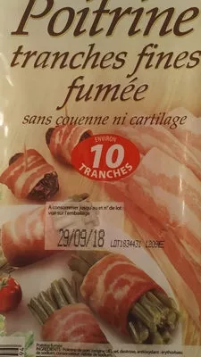 Poitrine Tranches Fines Fumée, 10 tranches Le mutant 140 g, code 3268690957494