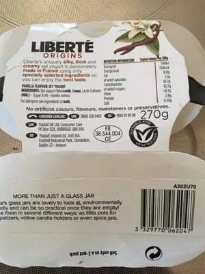 French style yogurt vanilla Liberté, Yoplait 270 g, code 3329770062047