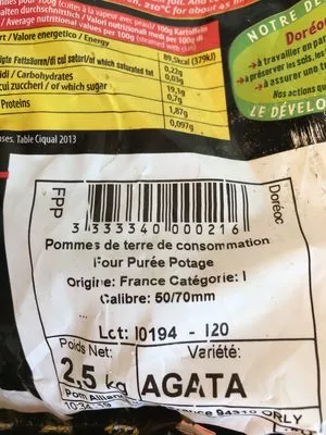 Pomme de terre puree Doreoc , code 3333340000216