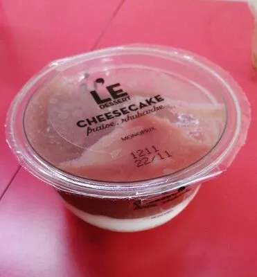 Cheesecake fraise rhubarbe Monoprix , code 3350033676329