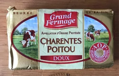 Beurre plaquette AOP doux Charentes Poitou,  Grand Fermage 125 g, code 3354599569002