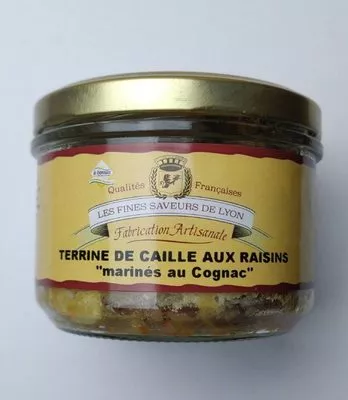 Terrine de caille aux raisins "marinés au Cognac" Les Délices de Lyon 180 g, code 3384230030219
