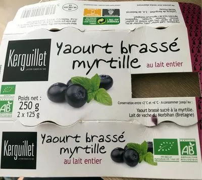 Yaourt Brassé Myrtille au Lait Entier Kerguillet 250 g (2 * 125 g), code 3442310016109