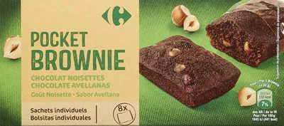 Brownie  chocolat noisettes goût noisette. Carrefour 240 g, code 3560070649778