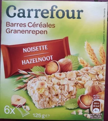 Barres céréales noisette Carrefour 125 g   (6 x 20,83 g), code 3560070820221