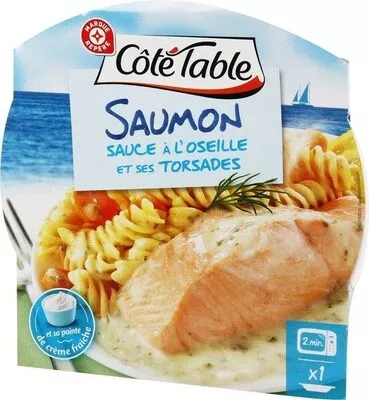 Pavé de saumon sauce oseille et ses pâtes Côté Table, Marque Repère, Scamark (Filiale E. Leclerc) 300 g, code 3564700410011