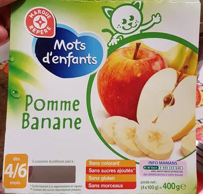 Pomme Banane Mot D Enfant 4 X 100g Ean Compotes Pour Bebe