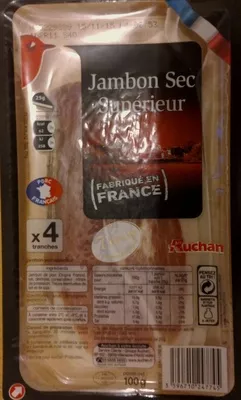 Jambon Sec Supérieur (Fabriqué en France) Auchan 100g (4 tranches), code 3596710247745