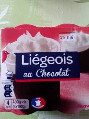 Liégeois au Chocolat Auchan 400 g (4 * 100 g e), code 3596710258154