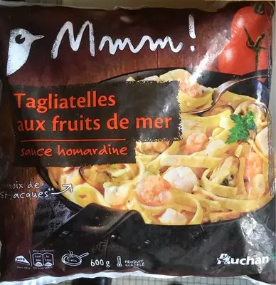 Mmm ! Tagliatelles fruits de mer, sauce homardine Sauce homardine. Noix de St Jacques et crevettes. Auchan , code 3596710287086
