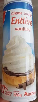 Crème sucrée entière vanillee Auchan 250g/242ml, code 3596710335503