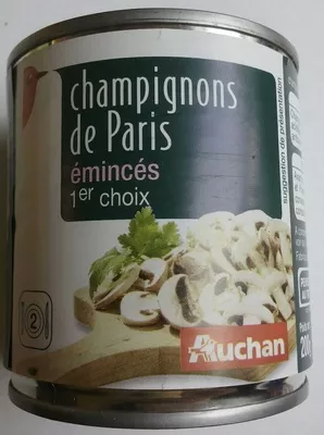 Champignons de Paris émincés 1er choix Auchan 200 g, code 3596710360932