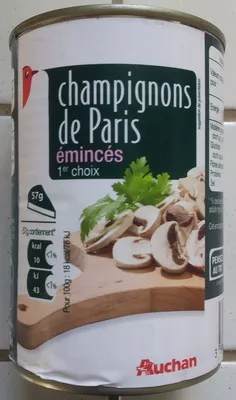 Champignons de Paris émincés 1er choix Auchan 400 g, code 3596710394470