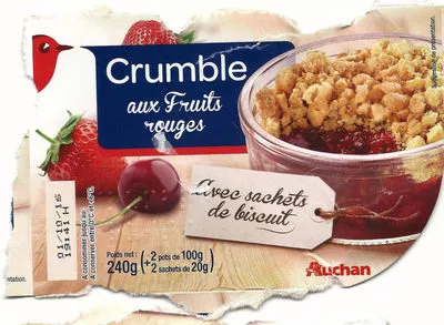 Crumble aux Fruits Rouges Auchan 240 g (2 * 100 g) +( 2 * 20 g)), code 3596710418985