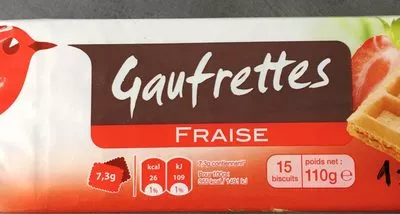 Gaufrettes fraise Auchan 110 g e, code 3596710420834