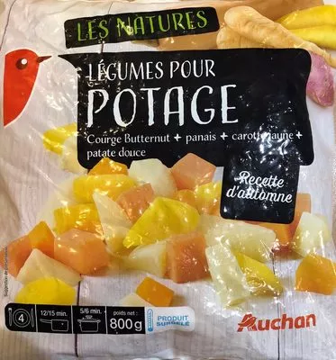 Légumes pour potage (Butternut, panais, carotte jaune, patate douce) Auchan 800 g, code 3596710454785