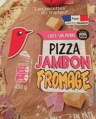 Pizza jambon fromage cuite sur pierre Auchan 450 G, code 3596710456000