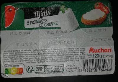 Mini fromages de chèvre Auchan 6 x 20 g, code 3596710464968