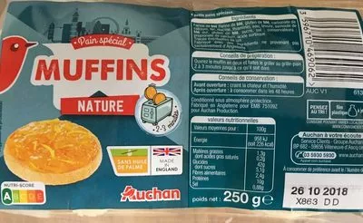 Muffins nature Auchan 250 g e, code 3596710469062