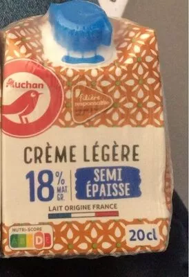 Crème légère semi-épaisse Auchan 20cl, code 3596710484089