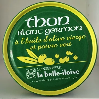 Thon blanc germon à l’huile d’olive vierge et poivre vert La Belle Iloise 160 g, code 3660088100589