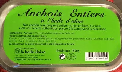 Anchois Entiers La Belle-iloise 80 g, code 3660088101524