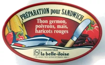 Préparation pour sandwich Thon germon, poivrons, maïs, haricots rouges La Belle-Iloise 115 g, code 3660088132191