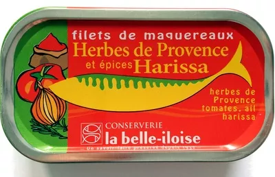Filets de maquereaux herbes de Provence et épices Harissa La Belle-Iloise 112,5 g, code 3660088137288