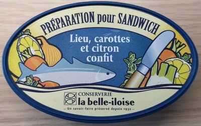 Préparation pour sandwich Lieu, carottes et citron confit la belle iloise 115 g, code 3660088139848