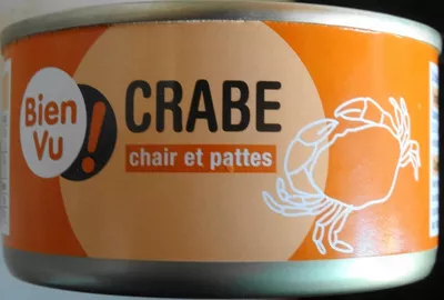 Crabe, chair et pattes Bien Vu, U 170 g total soit 212 ml pour 121 g net égoutté, code 3660992005703