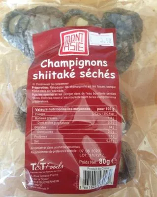 Champignons shiitaké séchés  , code 3661945430030