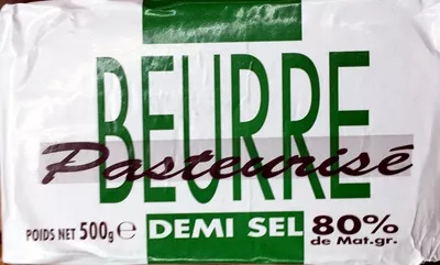 Beurre Pasteurisé Demi-Sel (80 % MG) Sans marque 500 g, code 3700342354911