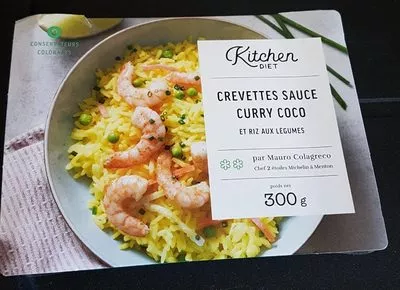 Crevettes sauce Curry Coco et riz aux légumes Kitchen Diet 300 g, code 3700569001803