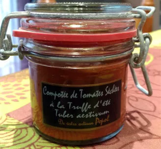 Compotée de tomate séchées à la truffe d'été Artisan Popol 90 g, code 3700600300339