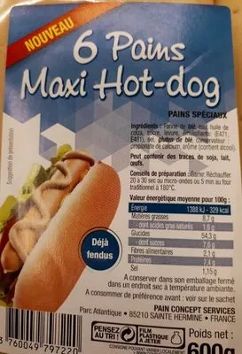 Six pains maxi hot-dog Pain Concept Services , code 3760049797220