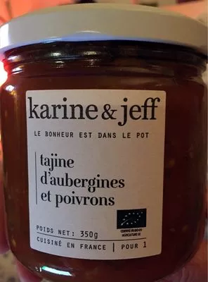 Tajine d'aubergines et poivrons Karine & Jeff, Le bonheur est dans le pot 350 g, code 3760052231452